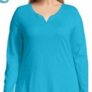 JMS Cotton/Modal Split V-Neck Women's Tunic (4X, Bold Blue color) - NEW